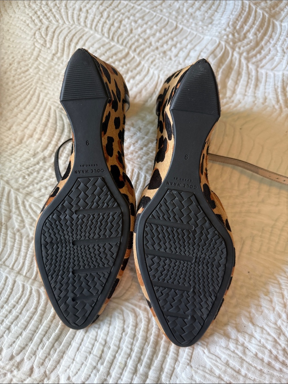 Cole Haan Leopard-Print Pointed D'Orsay Flats in Tan and Black - Picture 2 of 3